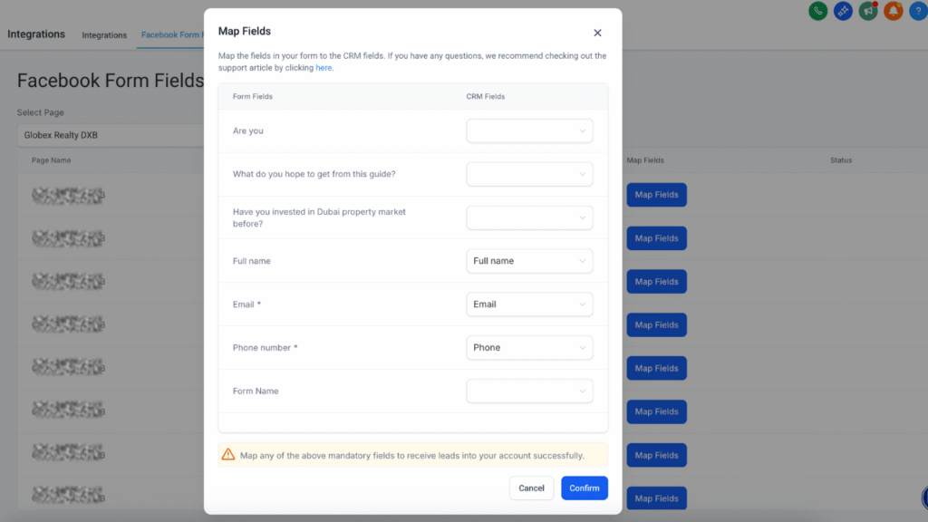 Map the lead form with custom fields in GHL